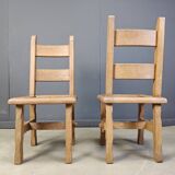 Vintage oak  brutalist dining chairs, 1960s