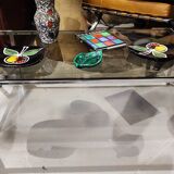 Vintage glass and chrome coffee table 1970