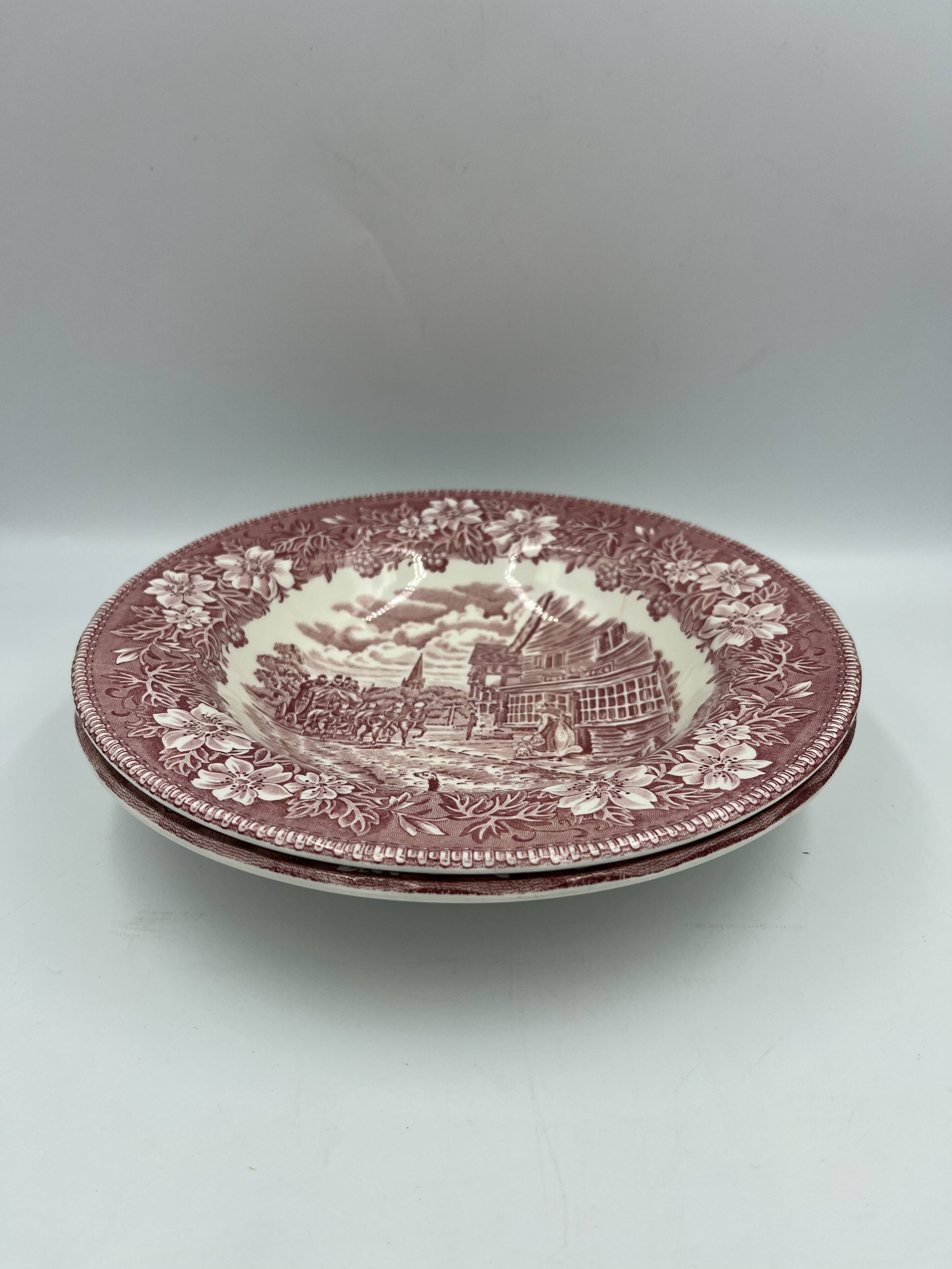 2 vintage english hollow plates staffordshire england