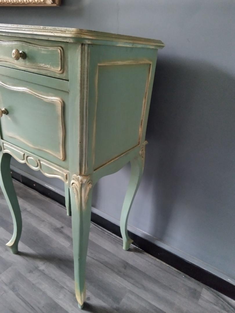 Louis XV style celadon and gold bedside
