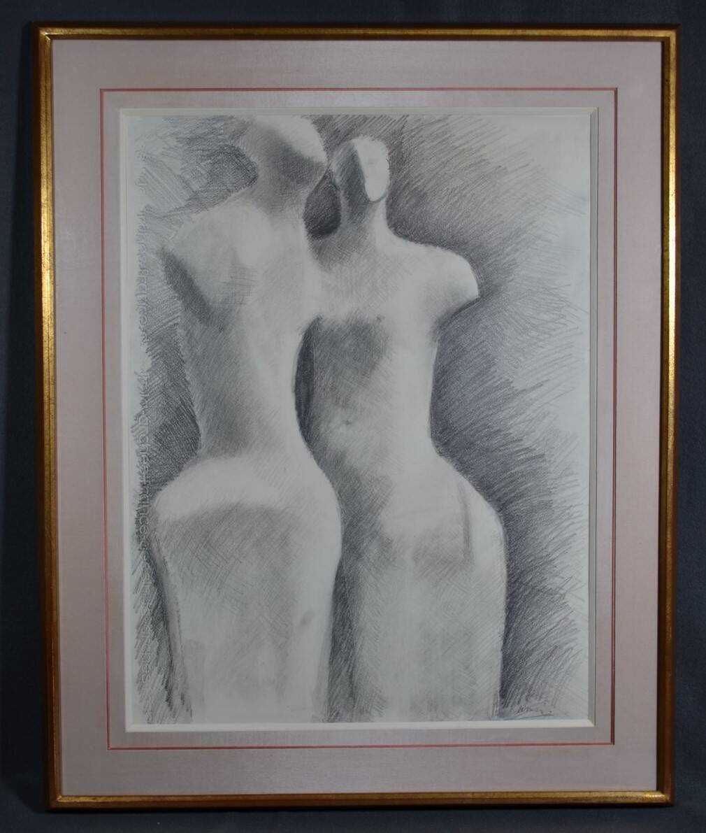 Gérard Ramon, sculptural forms, pencil drawing