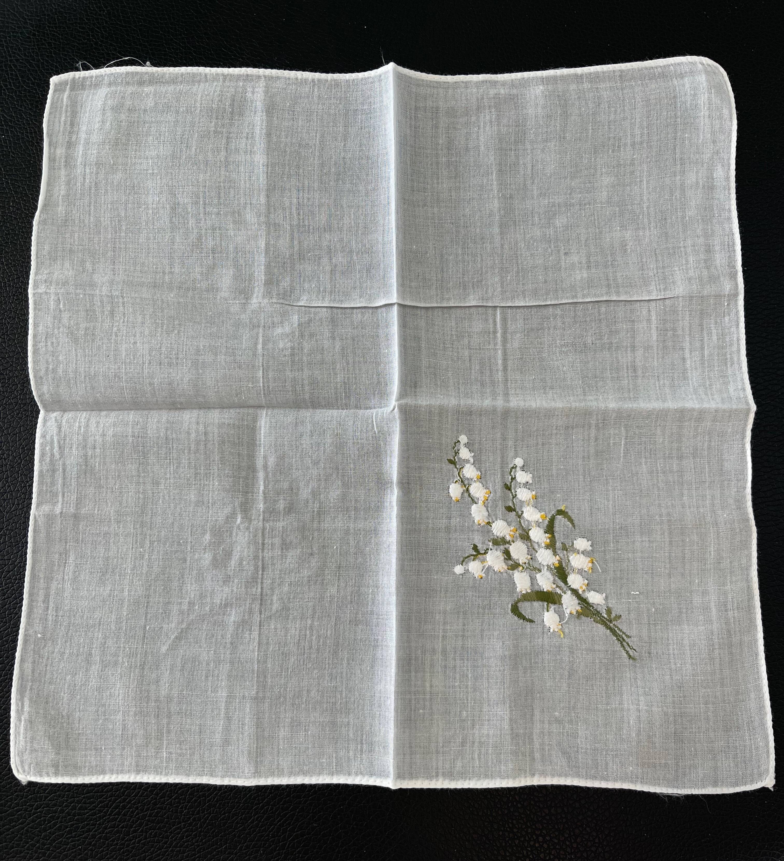Set of 6 antique embroidered handkerchiefs