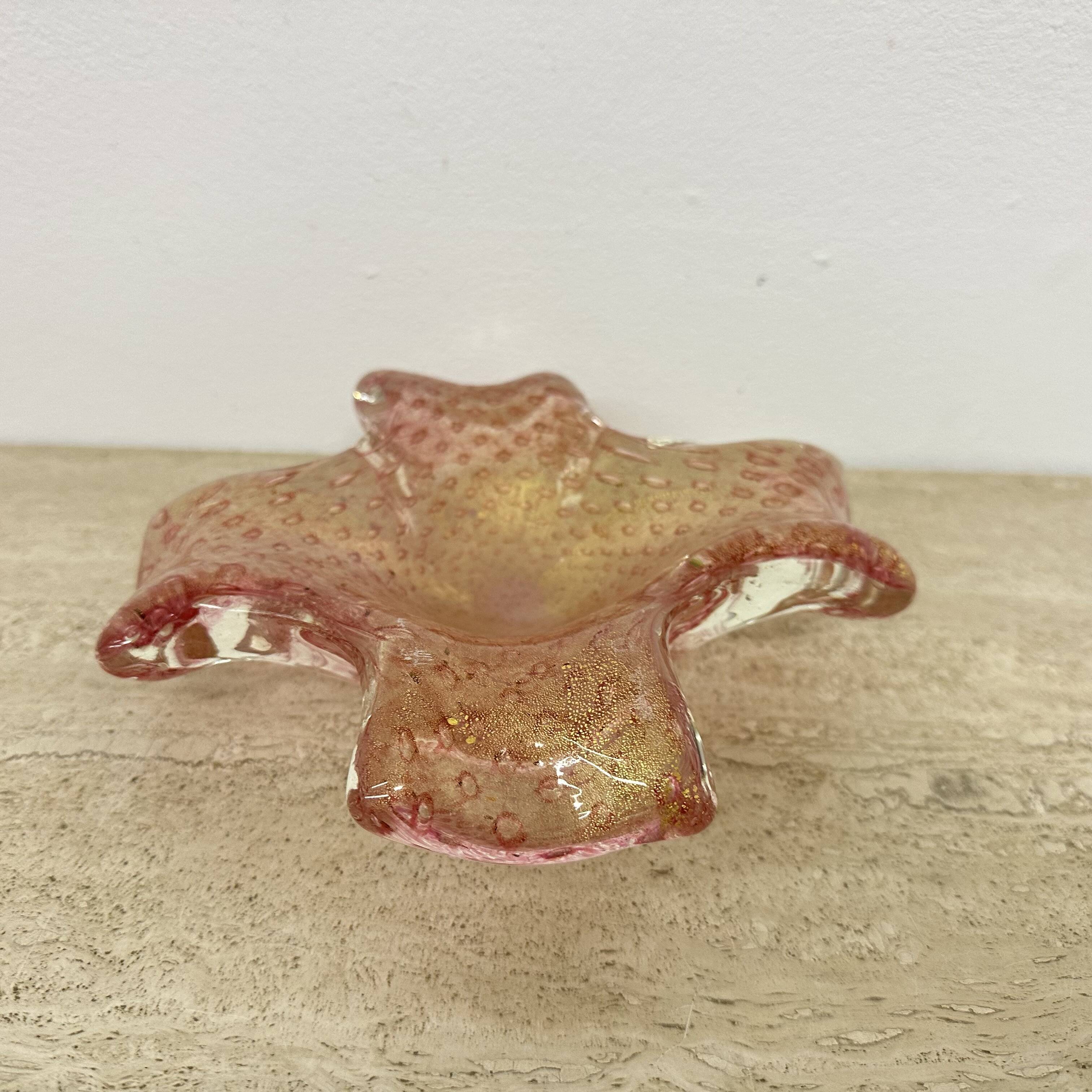 Mid century Murano glass pink bowl , 1970s