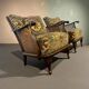 Set of 2 vintage wooden club armchairs