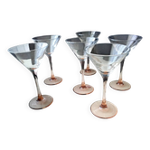 6 Luminarc pink stem cocktail glasses