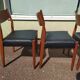 Set of 4 Scandinavian teak chairs in black leather
