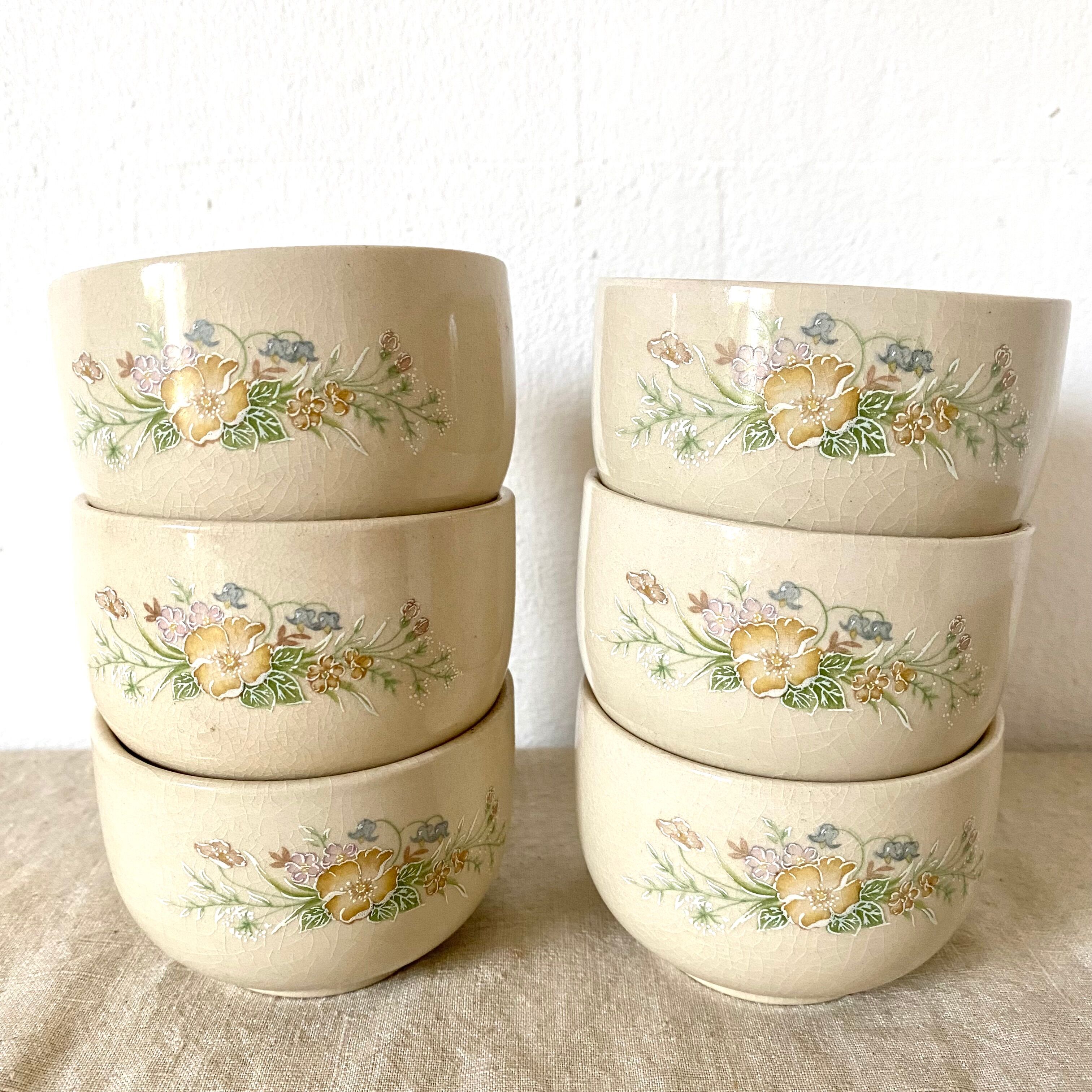 80s flowery tea bowls