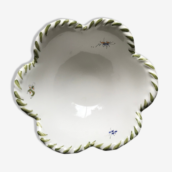 Coupe en céramique blanche DVX Moustiers décoré avec des oiseaux