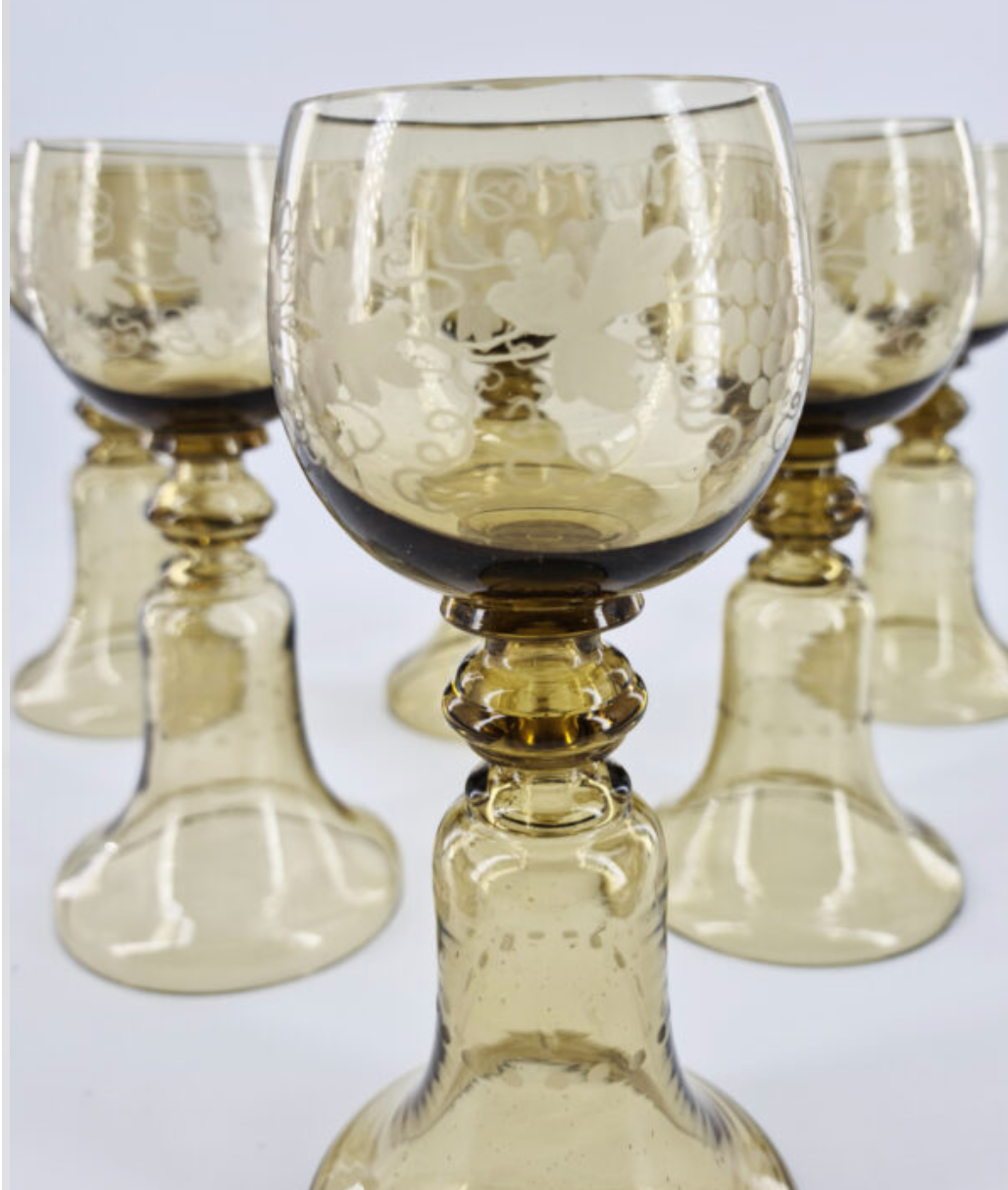 Suite of 6 bohemian crystal wine glasses
