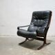 Siesta Scandinavian armchair in black leather by Ingmar Relling for Westnofa editions