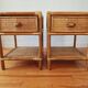 Pair of bedside tables in rattan and wicker - circa 1970