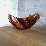 Swedish popular art Very large bowl in dark and curly birch, 1960s