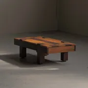 Table basse artisanale à plateau graphique, vers 1980