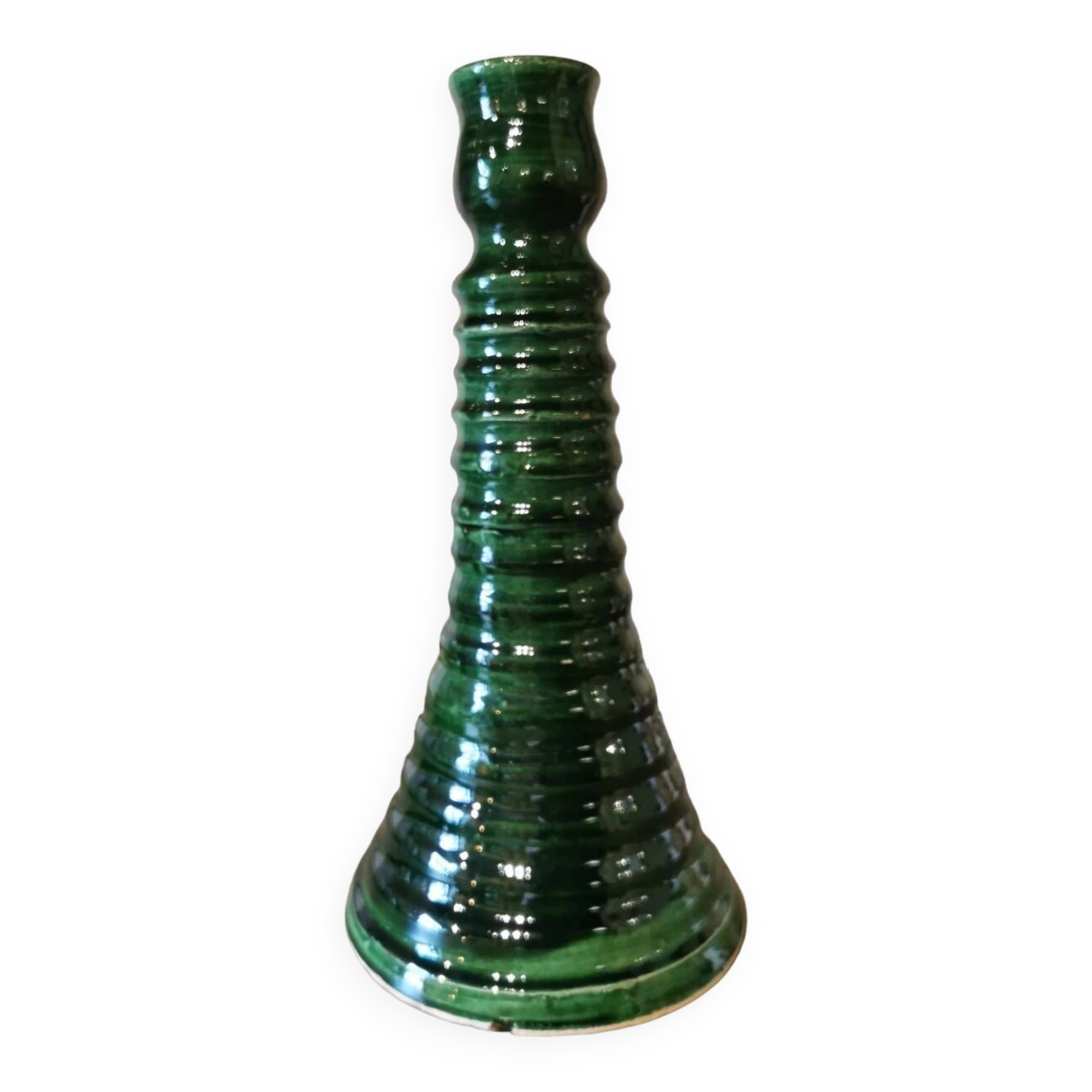 Large green ceramic candle holder Morocco