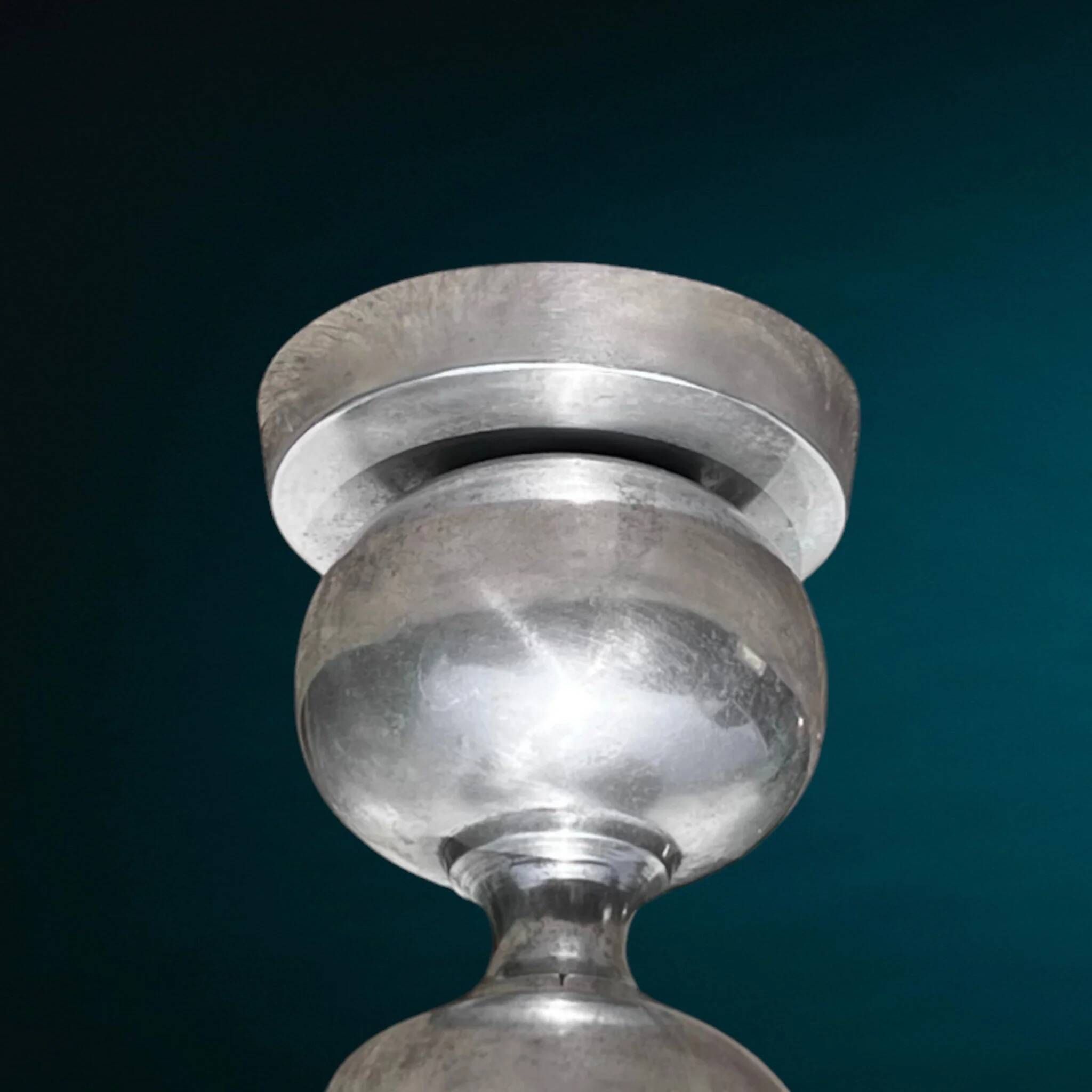 Space Age candlestick in cast aluminium with stacked balls – 1970s