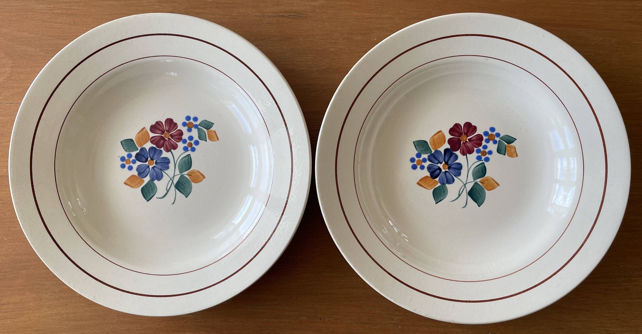 6 antique deep plates in earthenware from Saint-Amand (Nord)