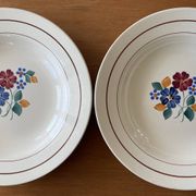 6 antique deep plates in earthenware from Saint-Amand (Nord)