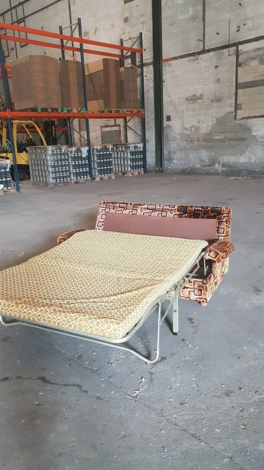 1970s velvet convertible sofa