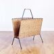 Vintage wicker magazine rack