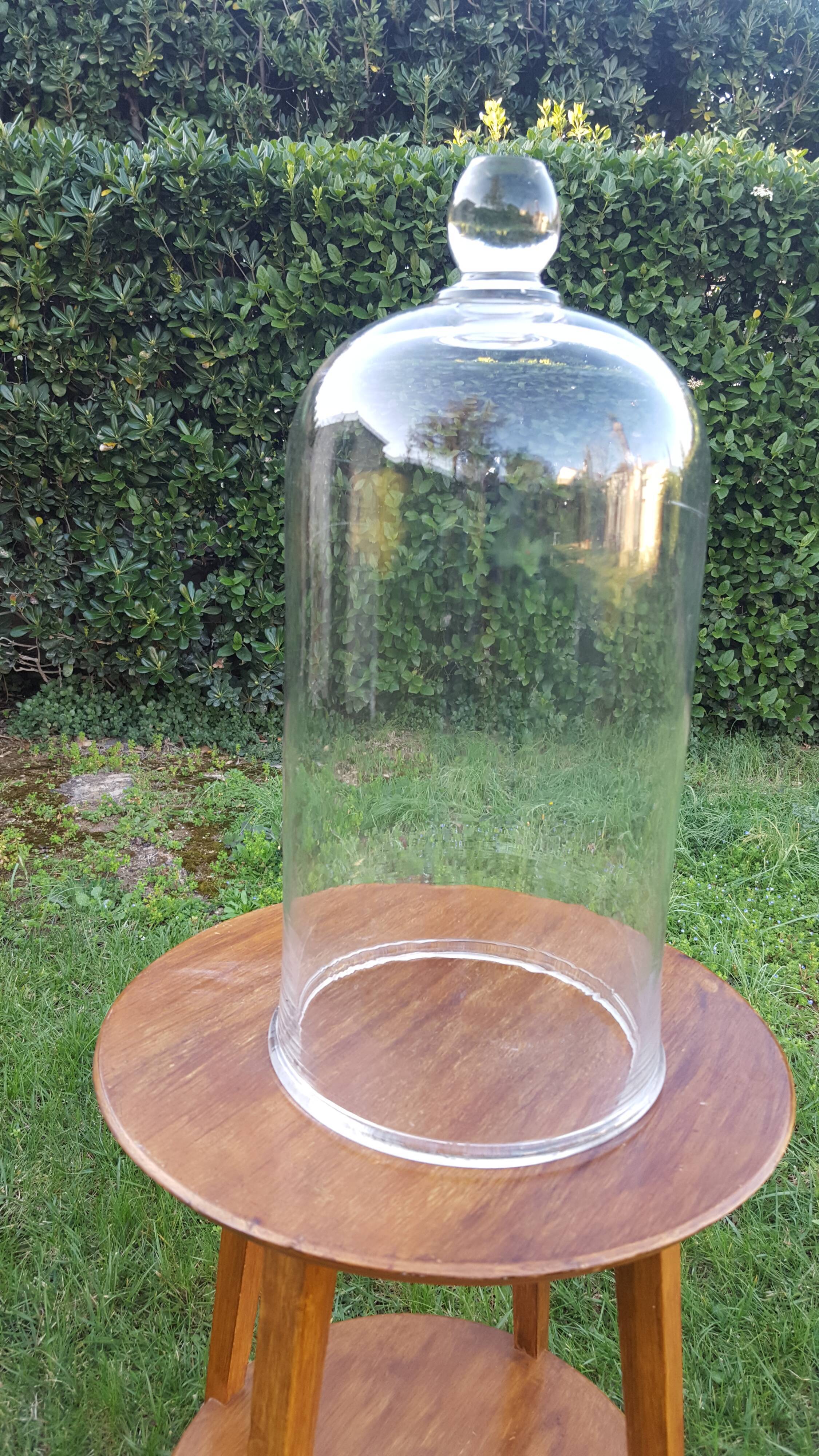 Large old bell in blown glass (48 cm)