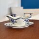 Saucière ancienne en terre de fer bleu et blanc