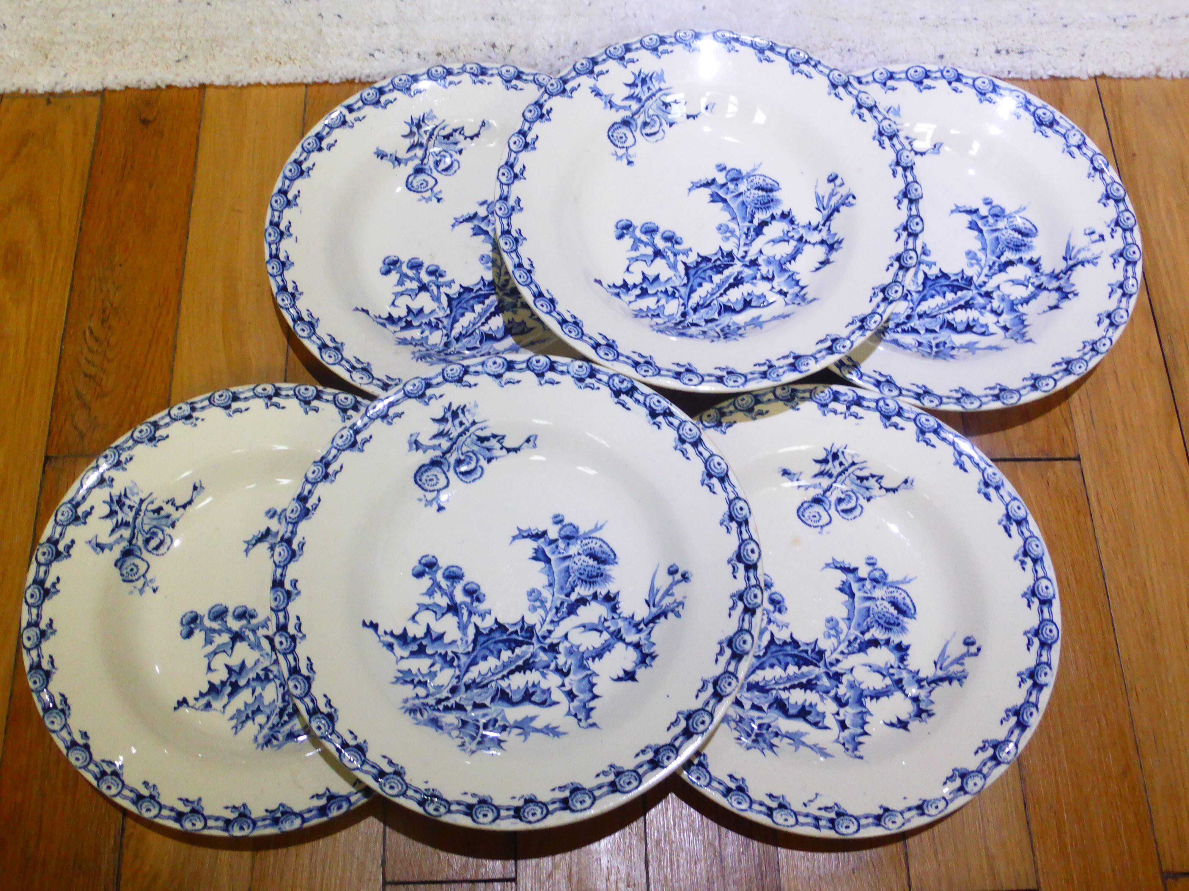 6 assiettes creuses Gien Chardons 260320