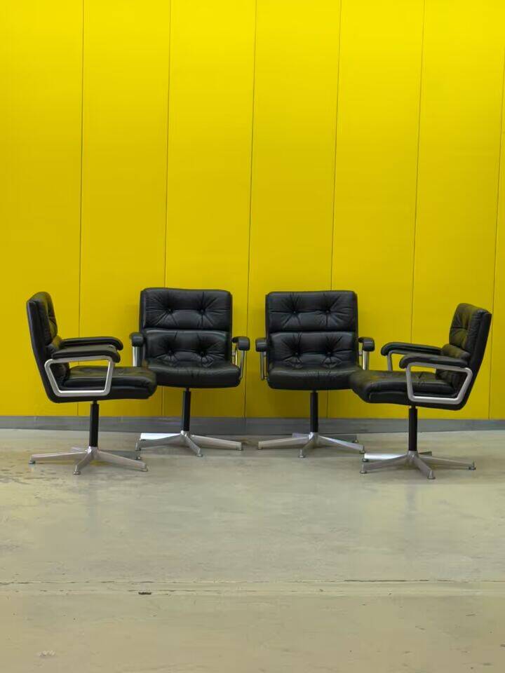 1970s Leather Swivel Chair Eurochair by Girsberger (Price for One)