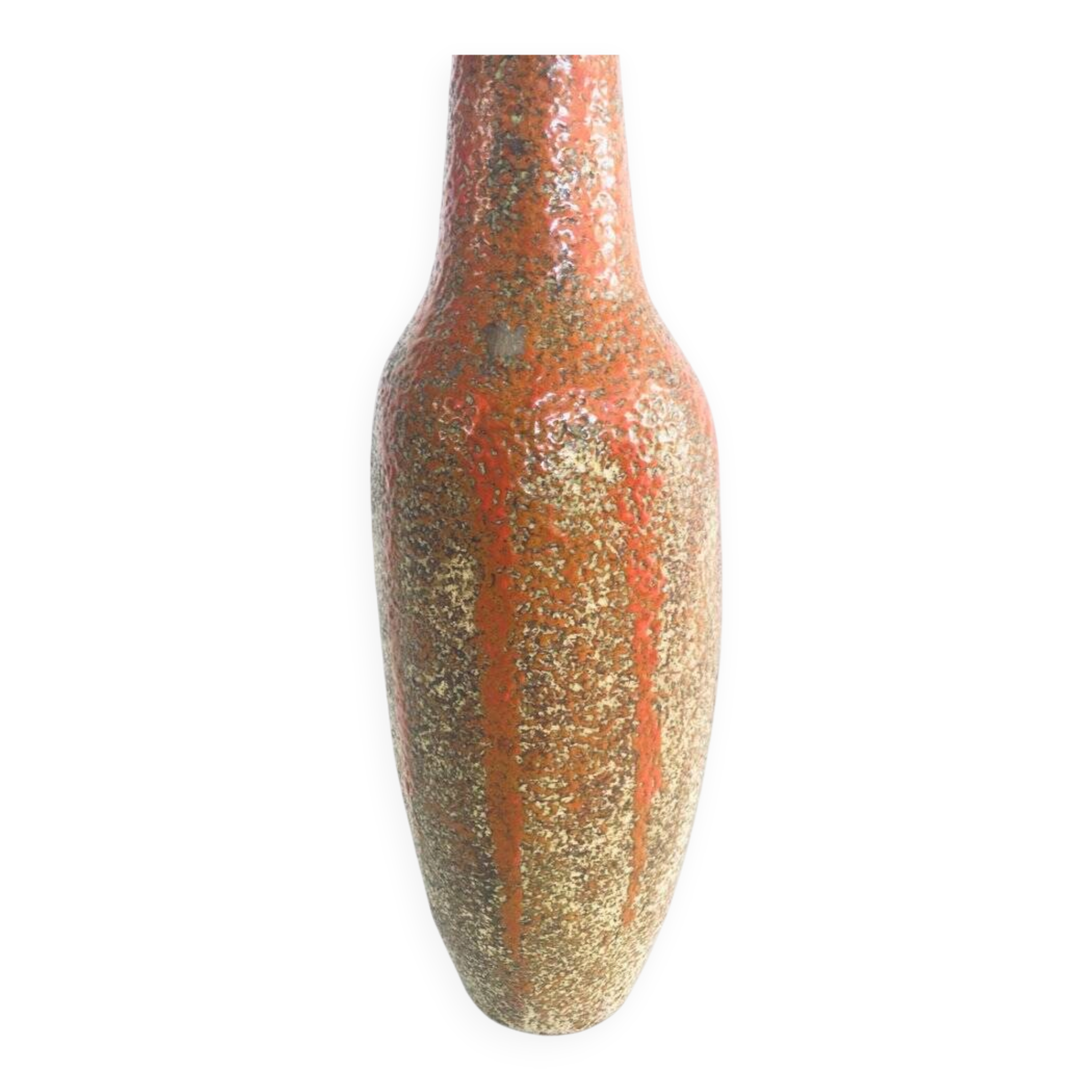 Mid-century Studio Pottery Tall Thick Glazed Vase, 1960s