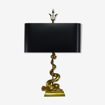 Lampe de table au dauphin et trident