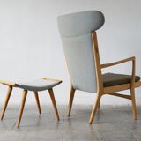 Fauteuil modèle AP-16 et ottoman par Hans J. Wegner pour AP-Stolen, 1951, Set de 2