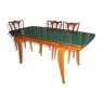 Table avec plateau en verre années 70