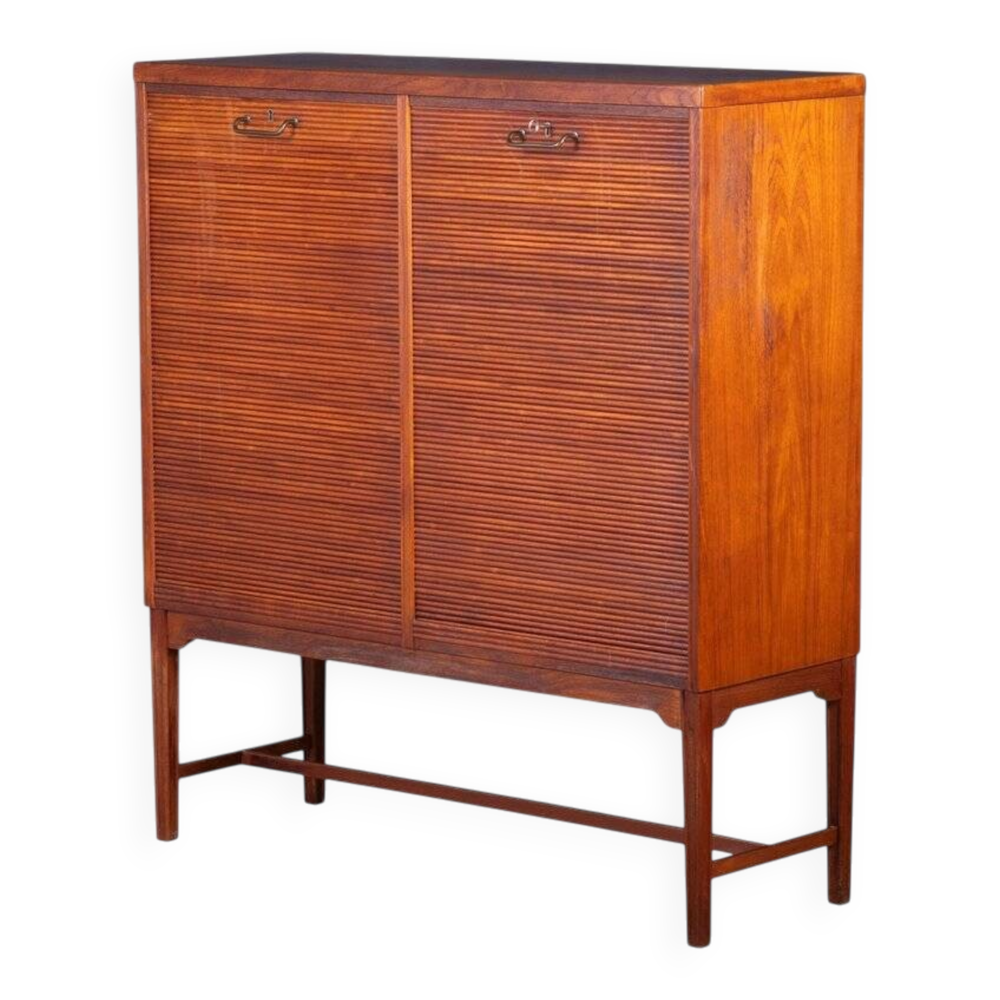 Teak Drum Cabinet with Brass Handle, Denmark, 1960s