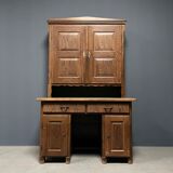 Antique painted pine desk or secretaire with wall unit from Germany late 1800s.