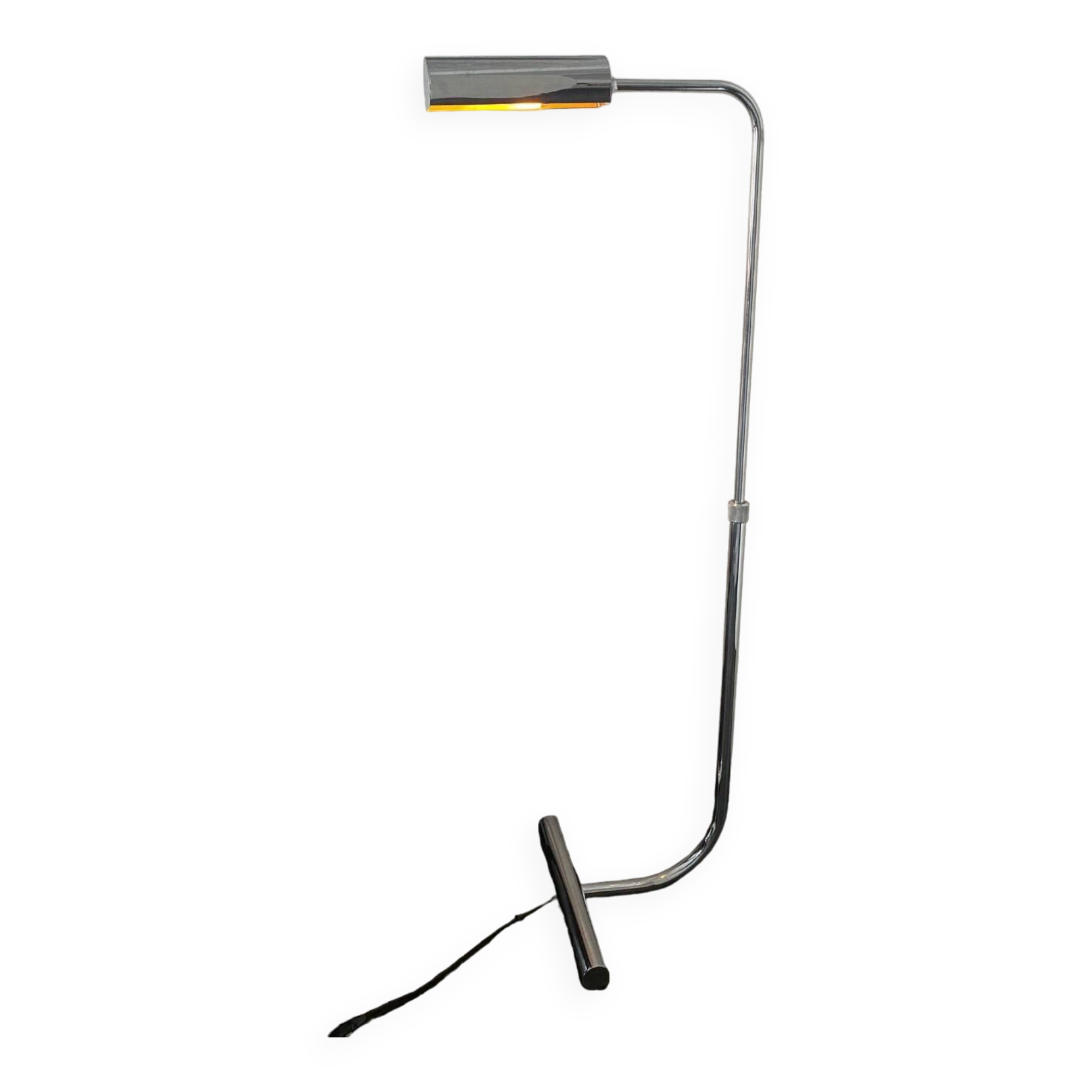 Minimalist chrome reading light / light fixture from 1970 by Christian Liaigre - Vintage height-adjustable floor lamp