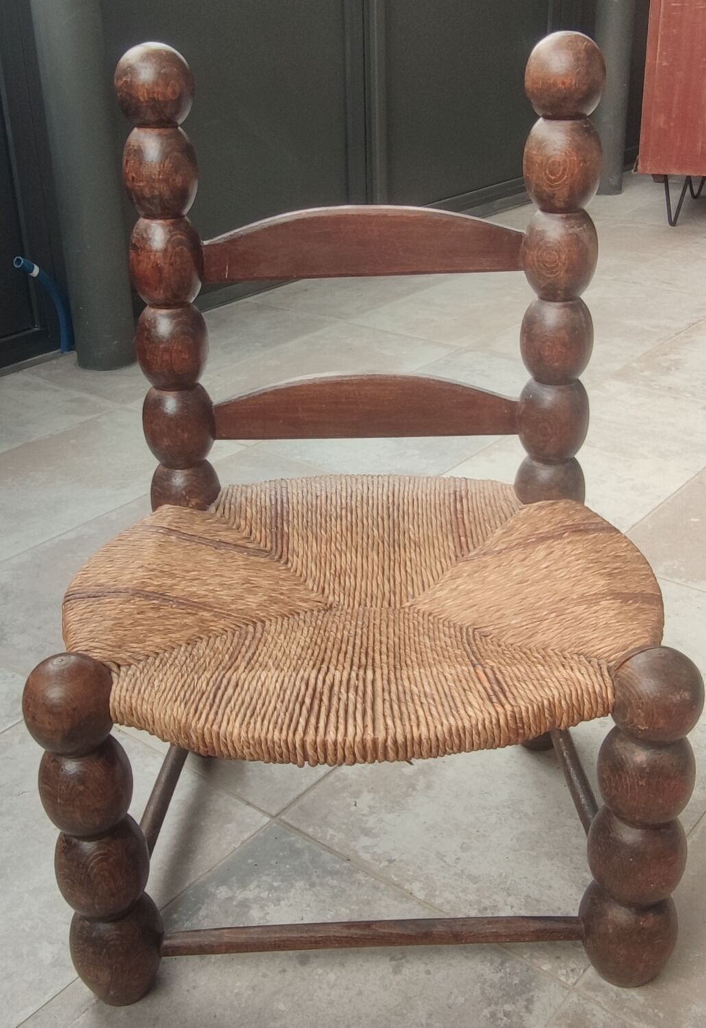 Rustic chair turned wood / design 20 th century