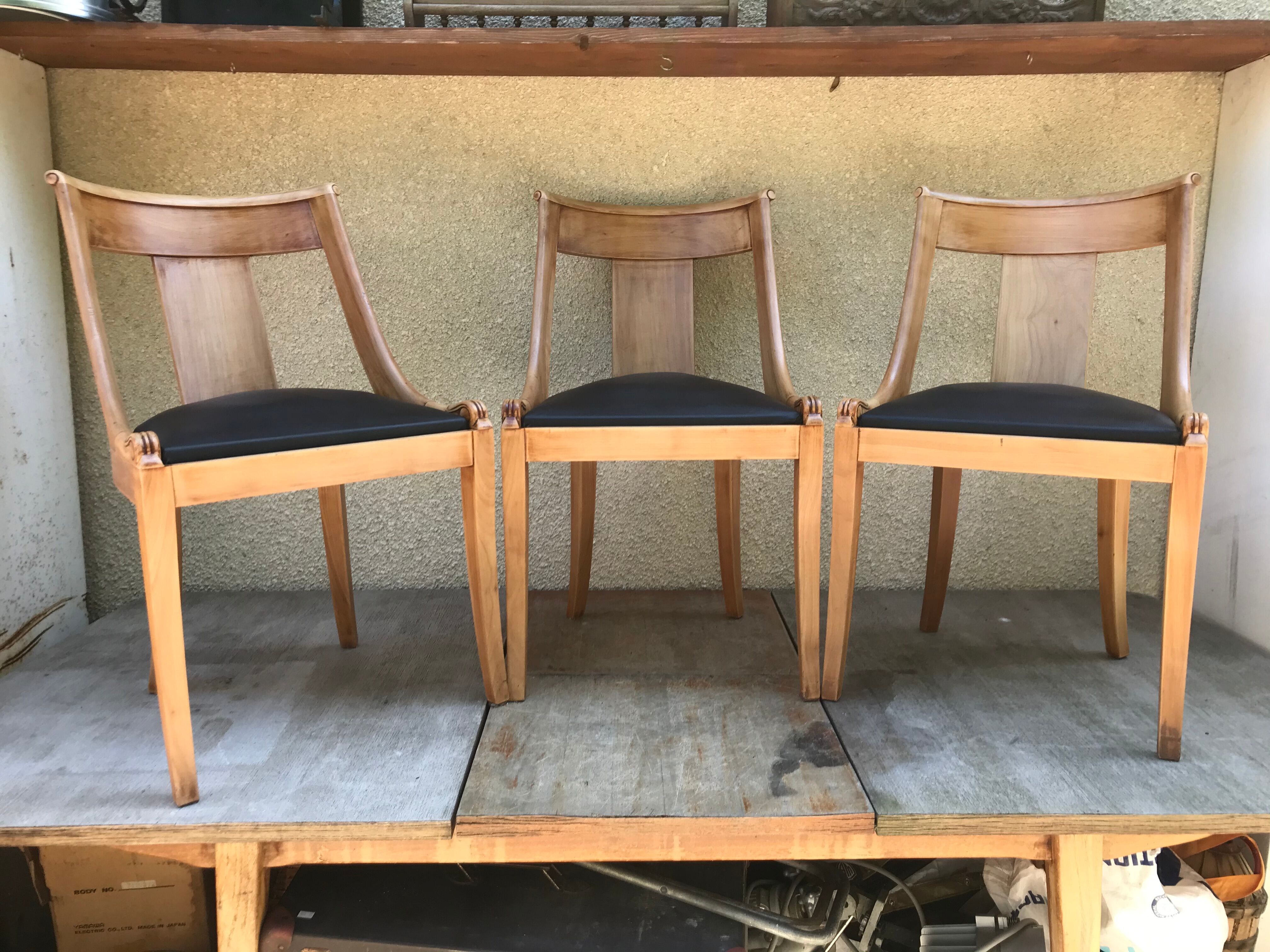 Set of 3 chairs gondoles art deco
