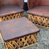 Vintage Mexican Equipale chairs and table