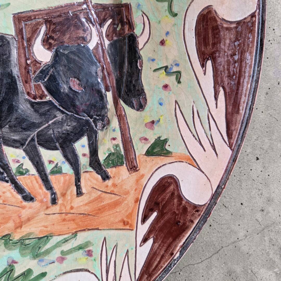 Large terracotta dish signed