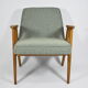 Classic Polish armchair type 366 1960s green fabric, teak wood