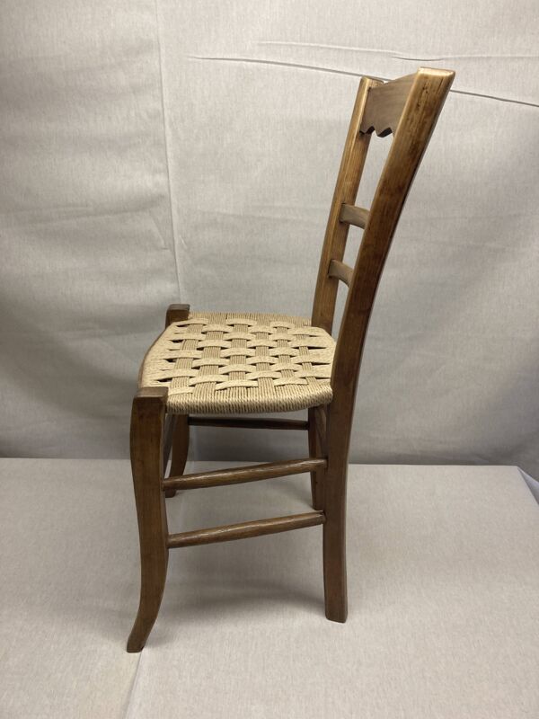 Chaise paysanne XIXe restaurée – tressage corde danoise fait main