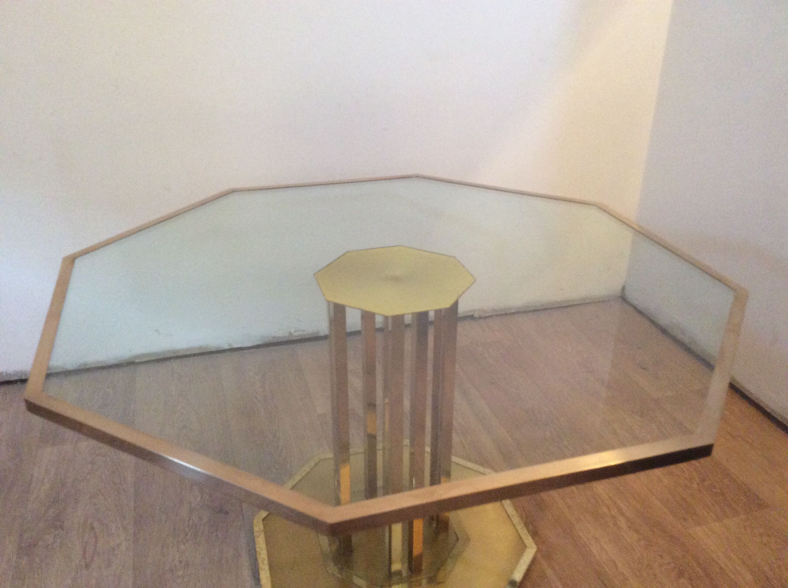 70s-style brass octagonal table