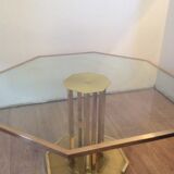 Table octogonale en laiton des années 70
