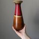 West German ceramic vase, country decoration, brown & red