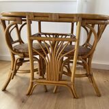 Vintage rattan and bamboo “head to head” table
