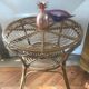 Vintage rattan round coffee table 1960