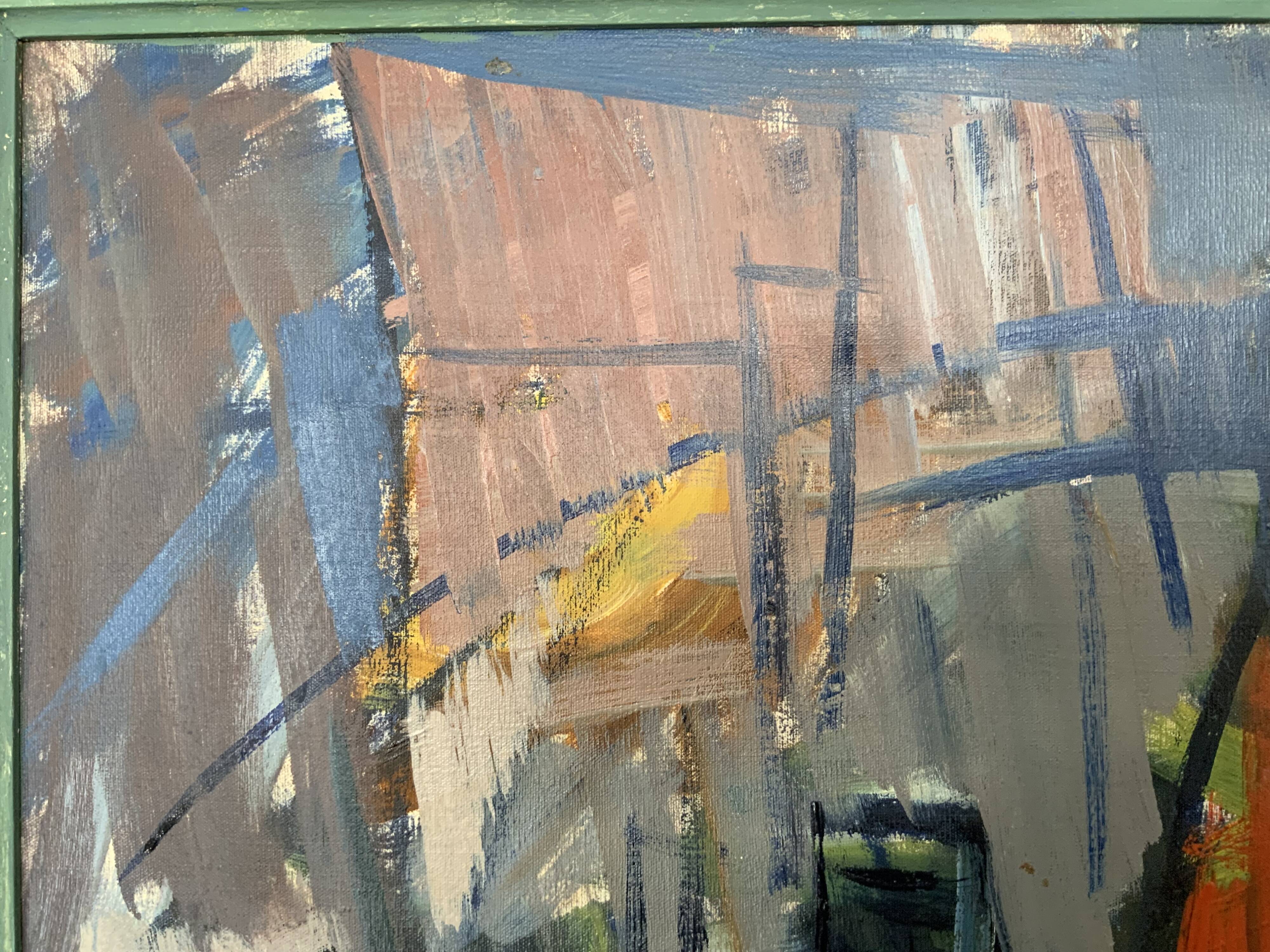 Vintage Modernists Oil Painting Still Life With Red Bottle, Signed Falck