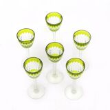 Armagnac wine glasses in green crystal by Baccarat, 1970s, set of 6.
