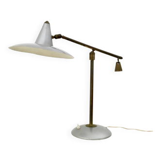 Lampe de Bureau Vintage en Laiton et Métal Verni, Italie