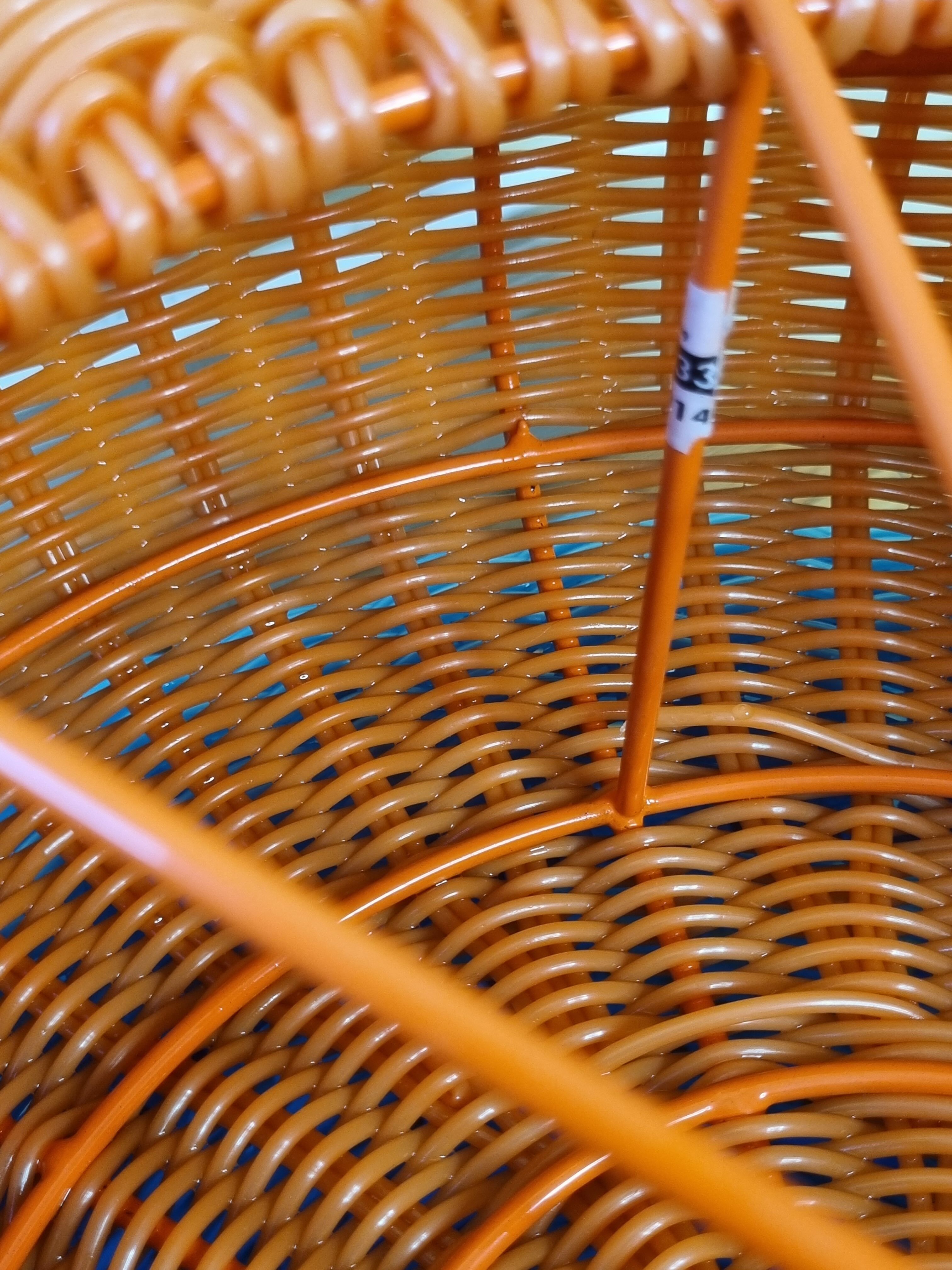 Pair of vintage blue and orange Ikea poufs, 80s