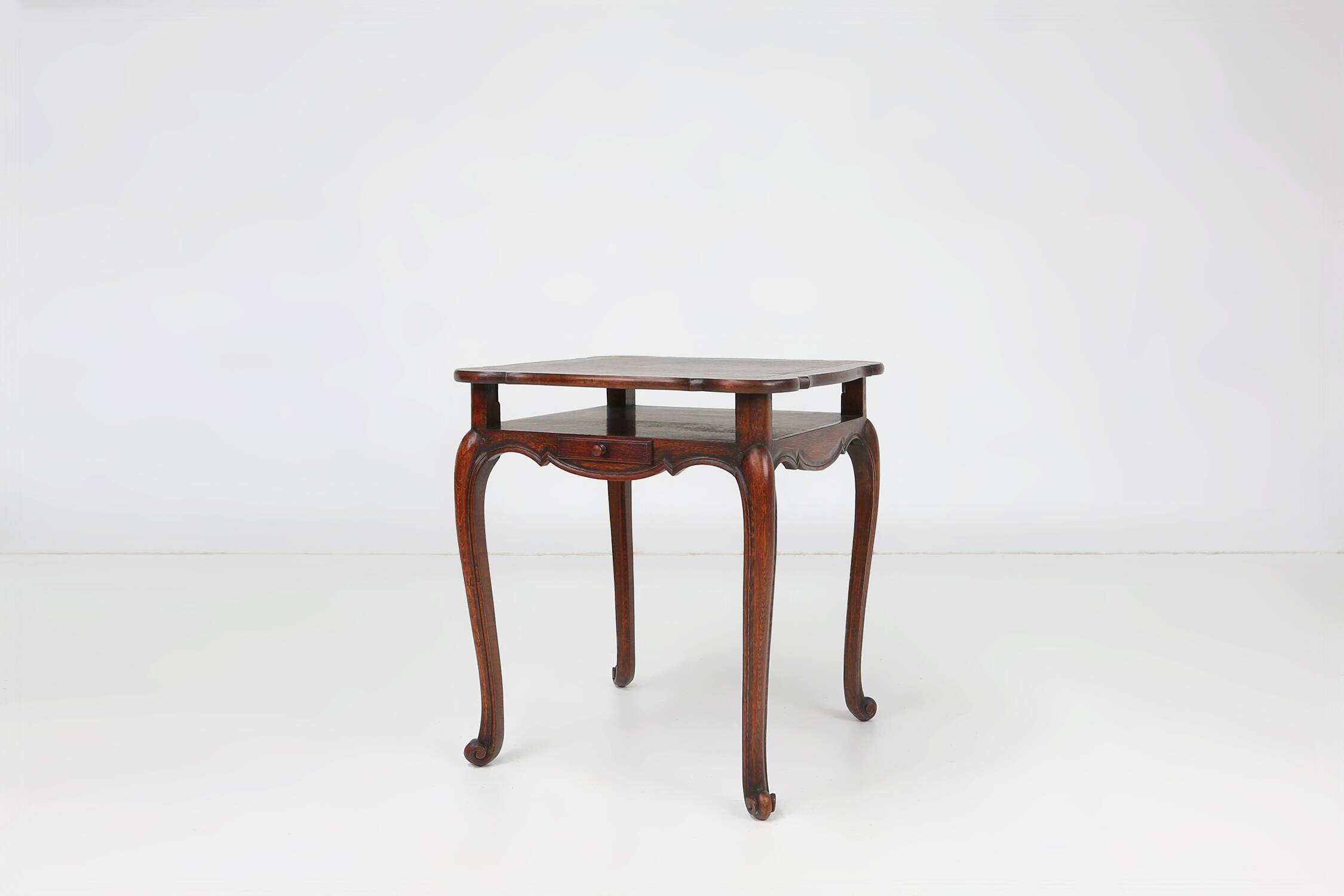 Elegant antique French card table in wood with 2 drawers, ca. 1900
